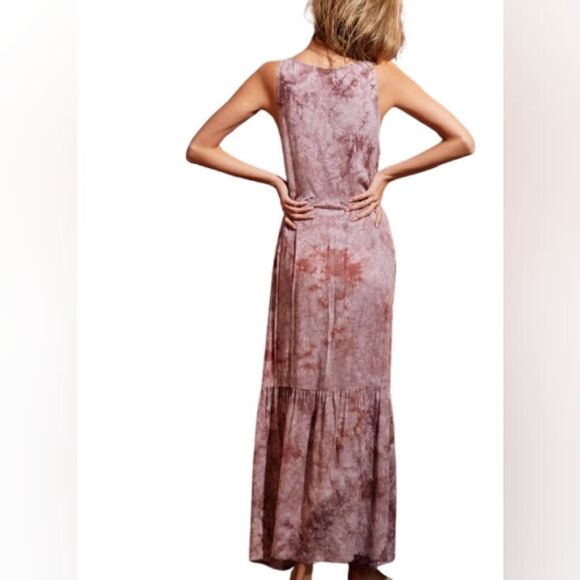 BiBi Tie-Dye Sleeveless Pink Tie Dye Button Detail V-Neck Casual Beach Dress sz - Picture 5 of 13